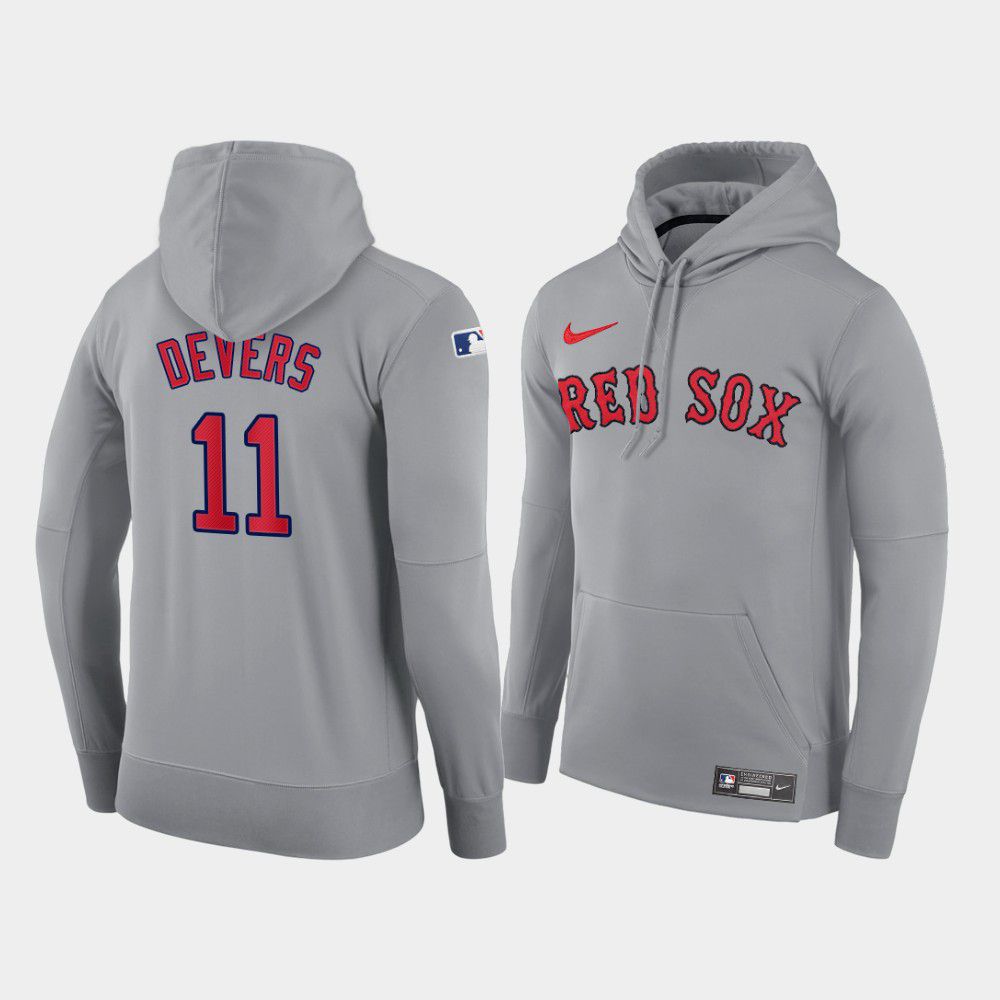 Men Boston Red Sox #11 Devers gray road hoodie 2021 MLB Nike Jerseys->boston red sox->MLB Jersey